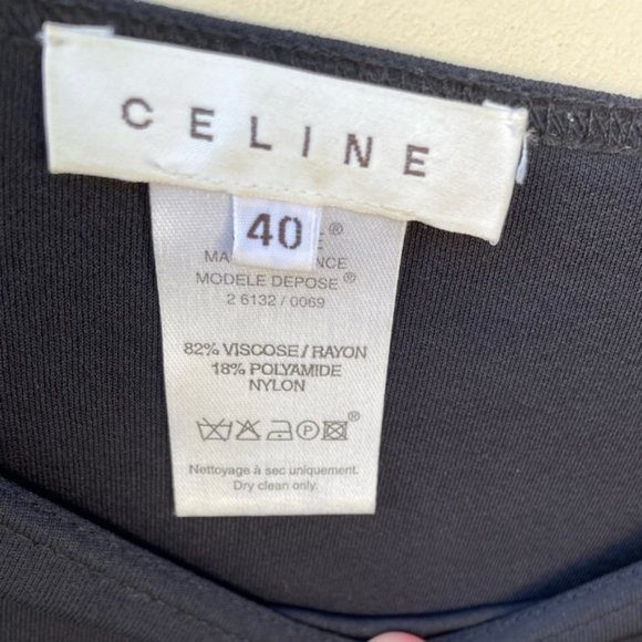 CÉLINE Black Ruched Viscose Blend Midi Long Sleeve Cocktail Dress Size 40 - Picture 3 of 8